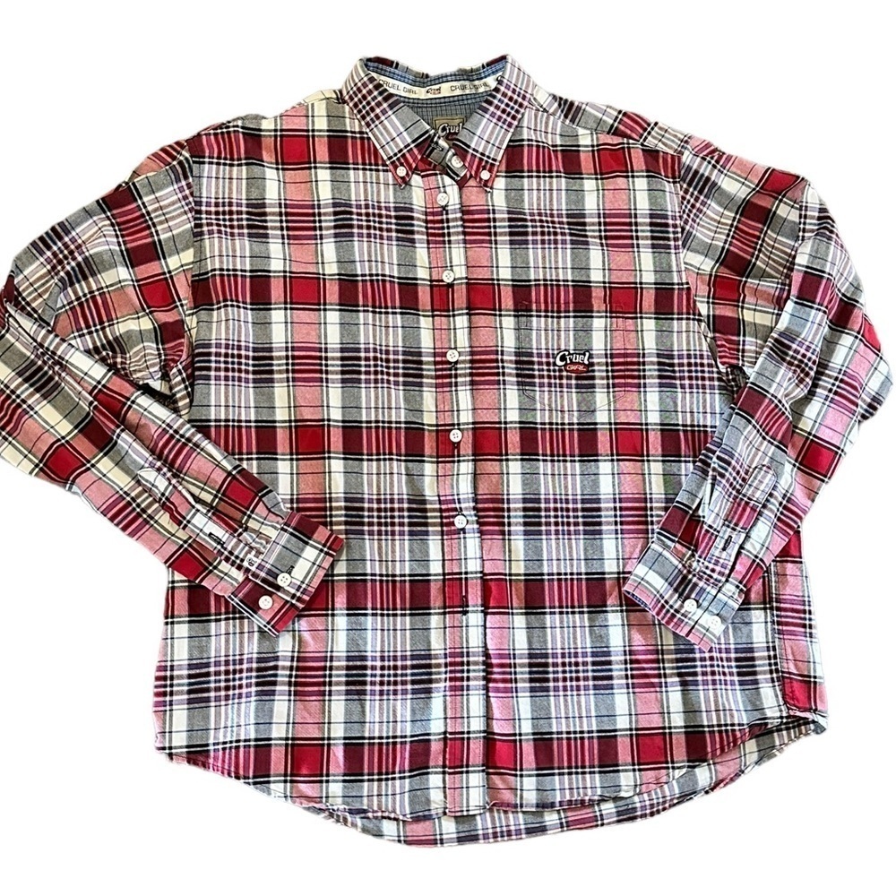 Cruel Girl Women’s Red/Grey Plaid Button Up Western Shirt Size XL​​​​​​​ - Picture 2 of 7